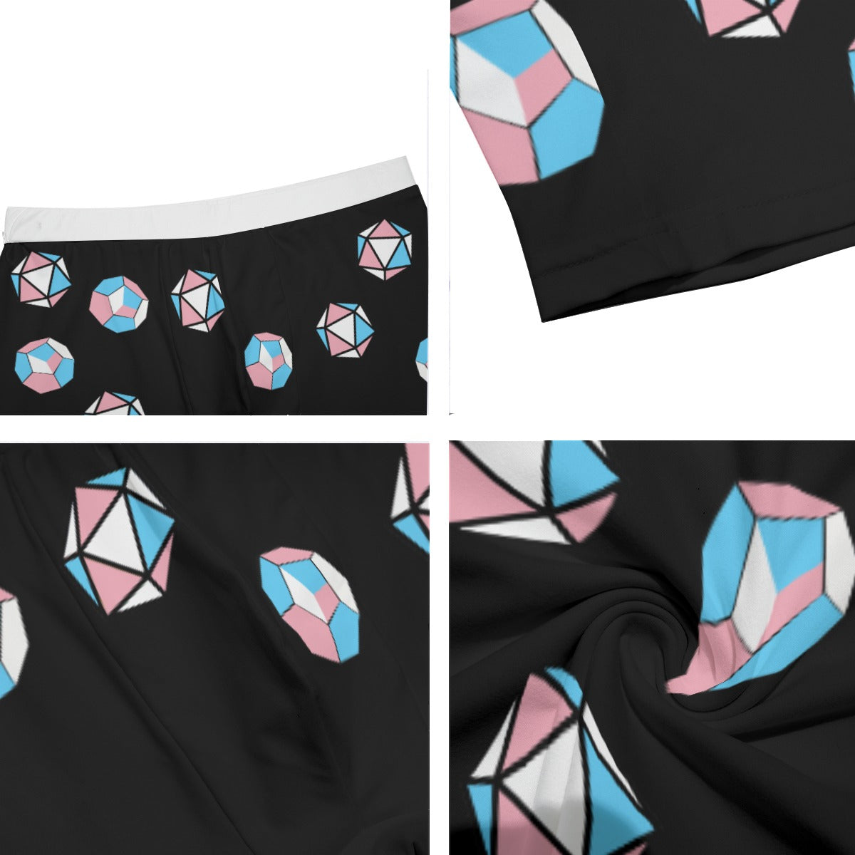 Long Boxer Briefs - Pride Dice Design (Trans)