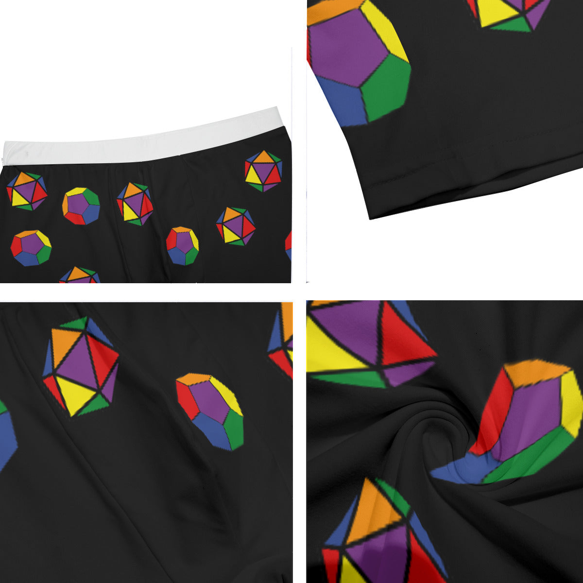Long Boxer Briefs - Pride Dice Design (Classic Rainbow)
