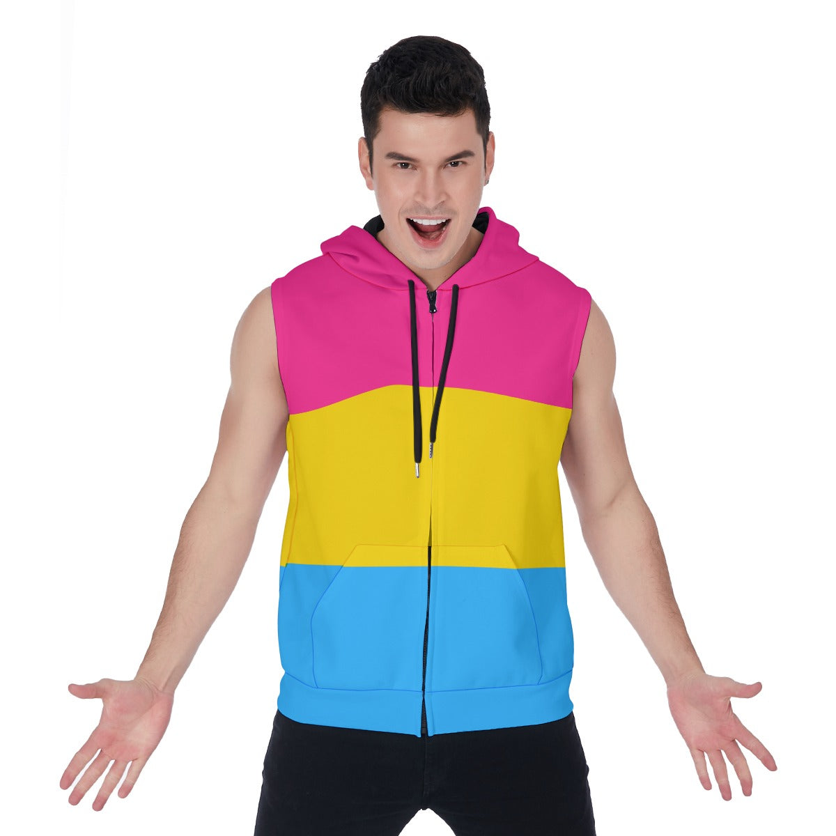 Zip-Up Sleeveless Hoodie (Pansexual Pride)