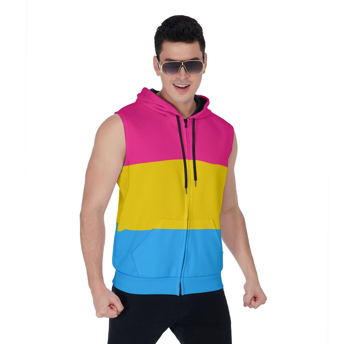 Zip-Up Sleeveless Hoodie (Pansexual Pride)