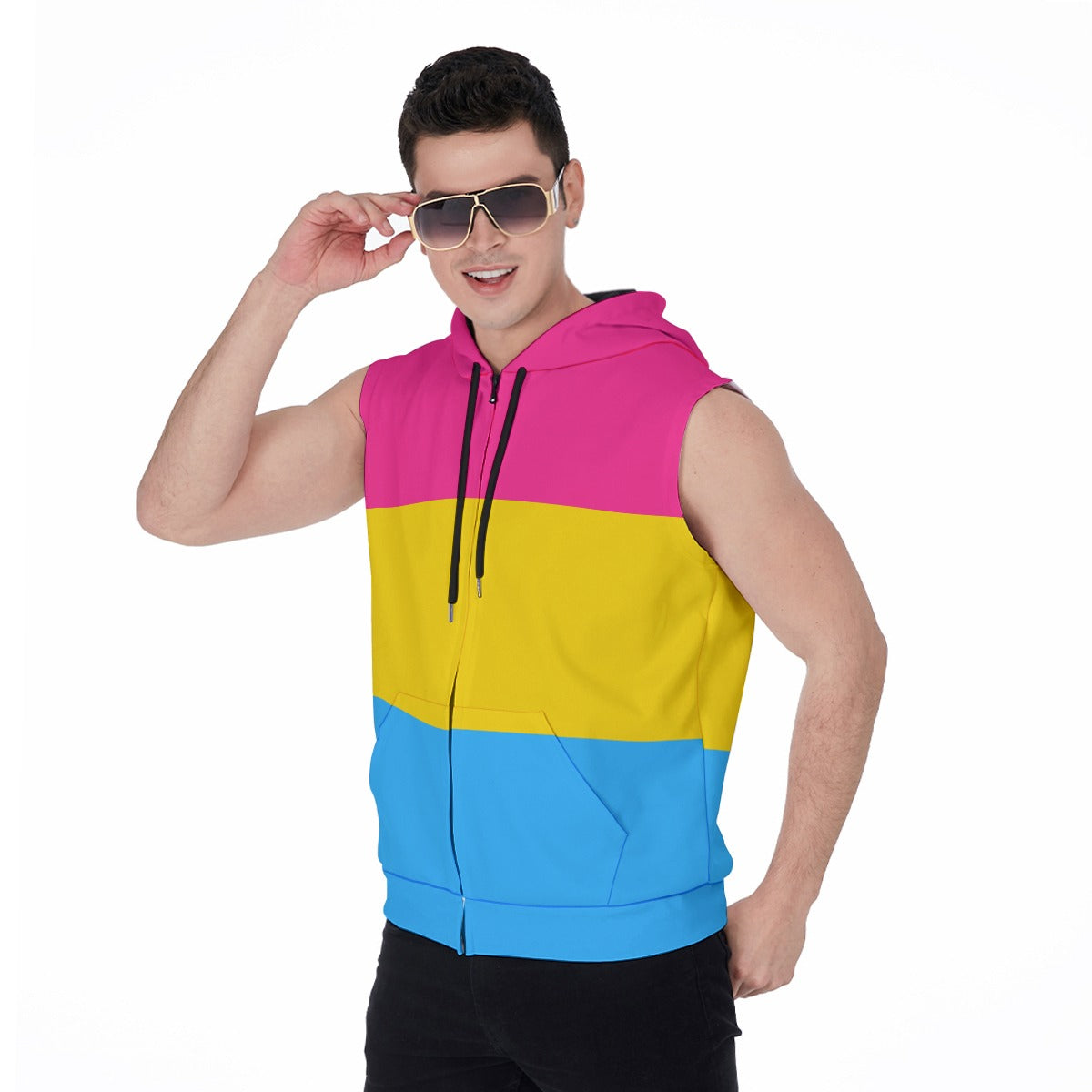 Zip-Up Sleeveless Hoodie (Pansexual Pride)
