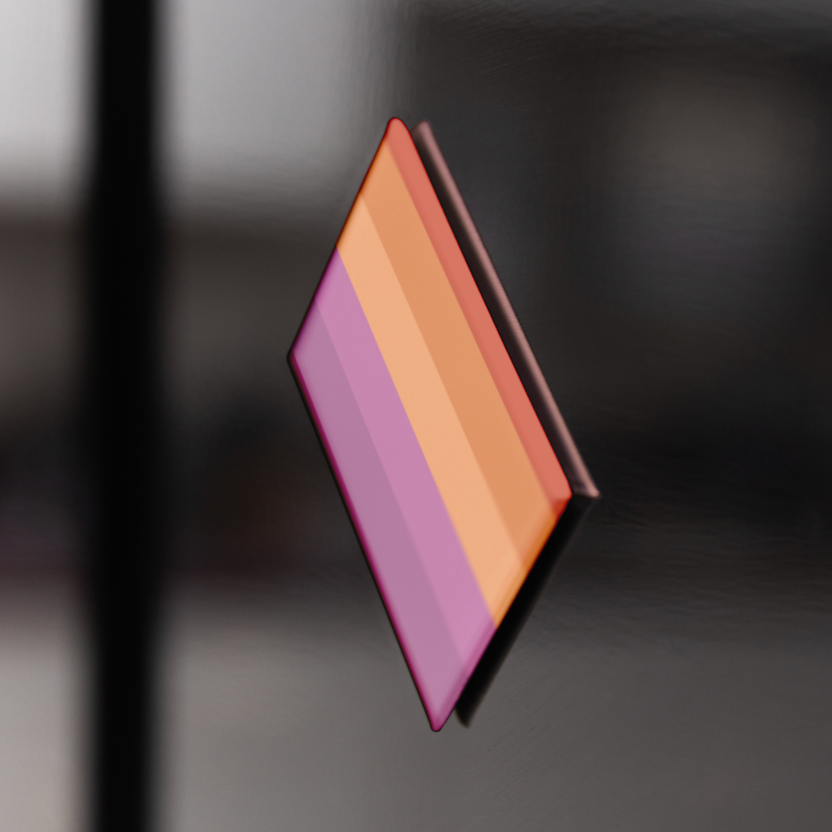 Lesbian_Flag_Magnet_RectangleButtonMagnet_H_BlackFridge_Mockup.png