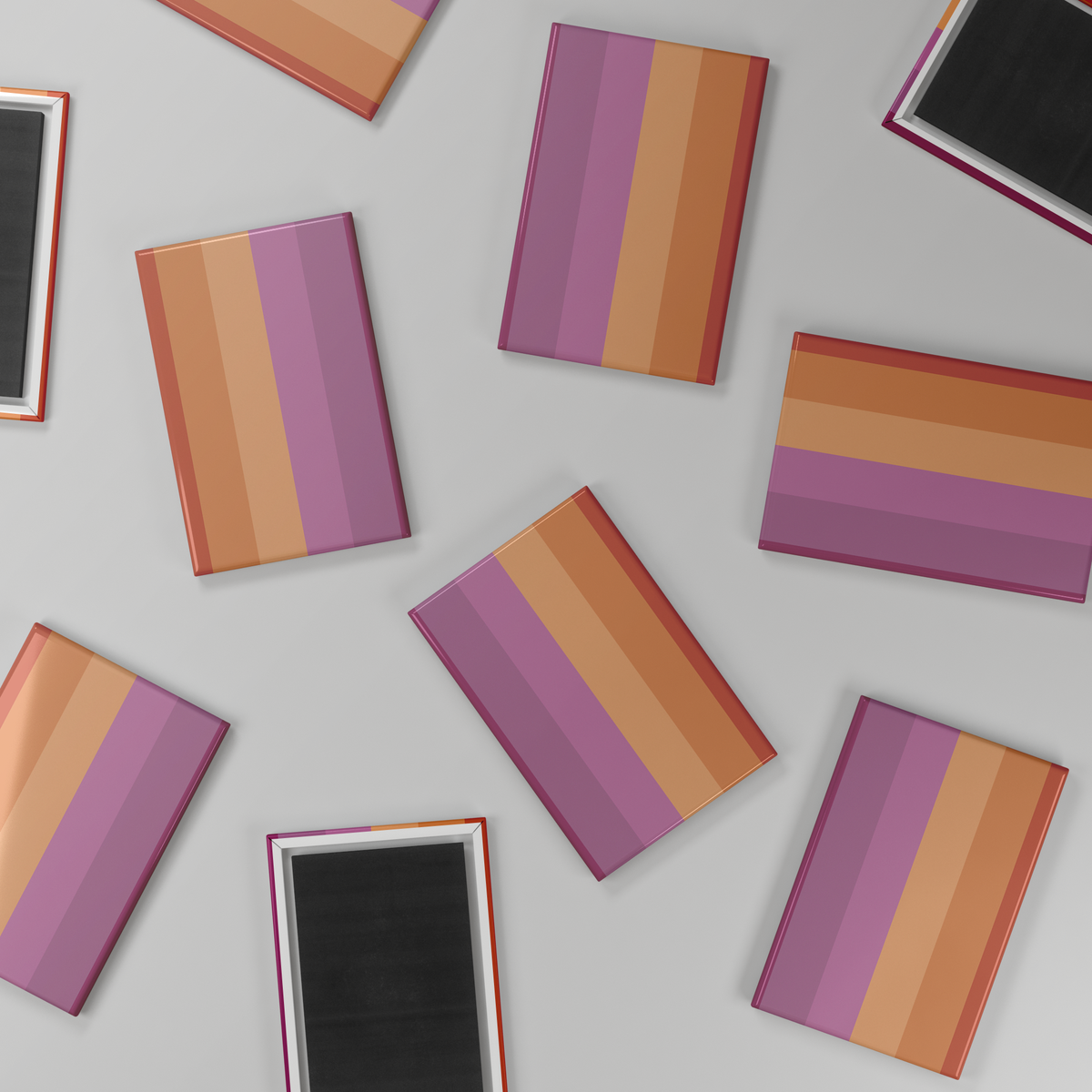 Lesbian_Flag_Magnet_RectangleButtonMagnet_H_Scatter_Mockup.png