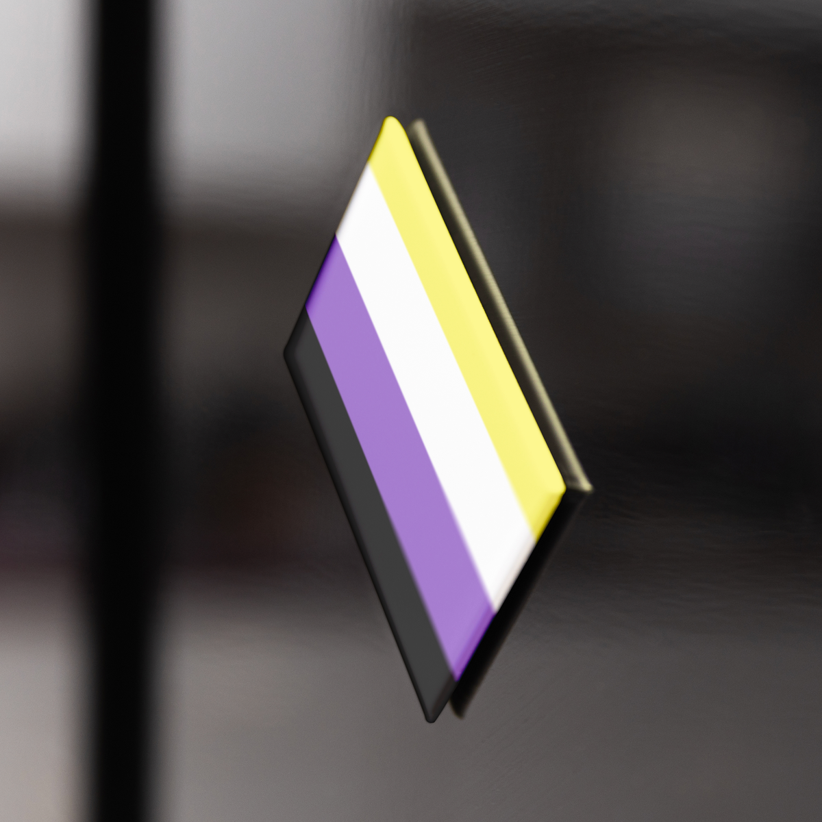 Nonbinary_Flag_Magnet_RectangleButtonMagnet_H_BlackFridge_Mockup.png