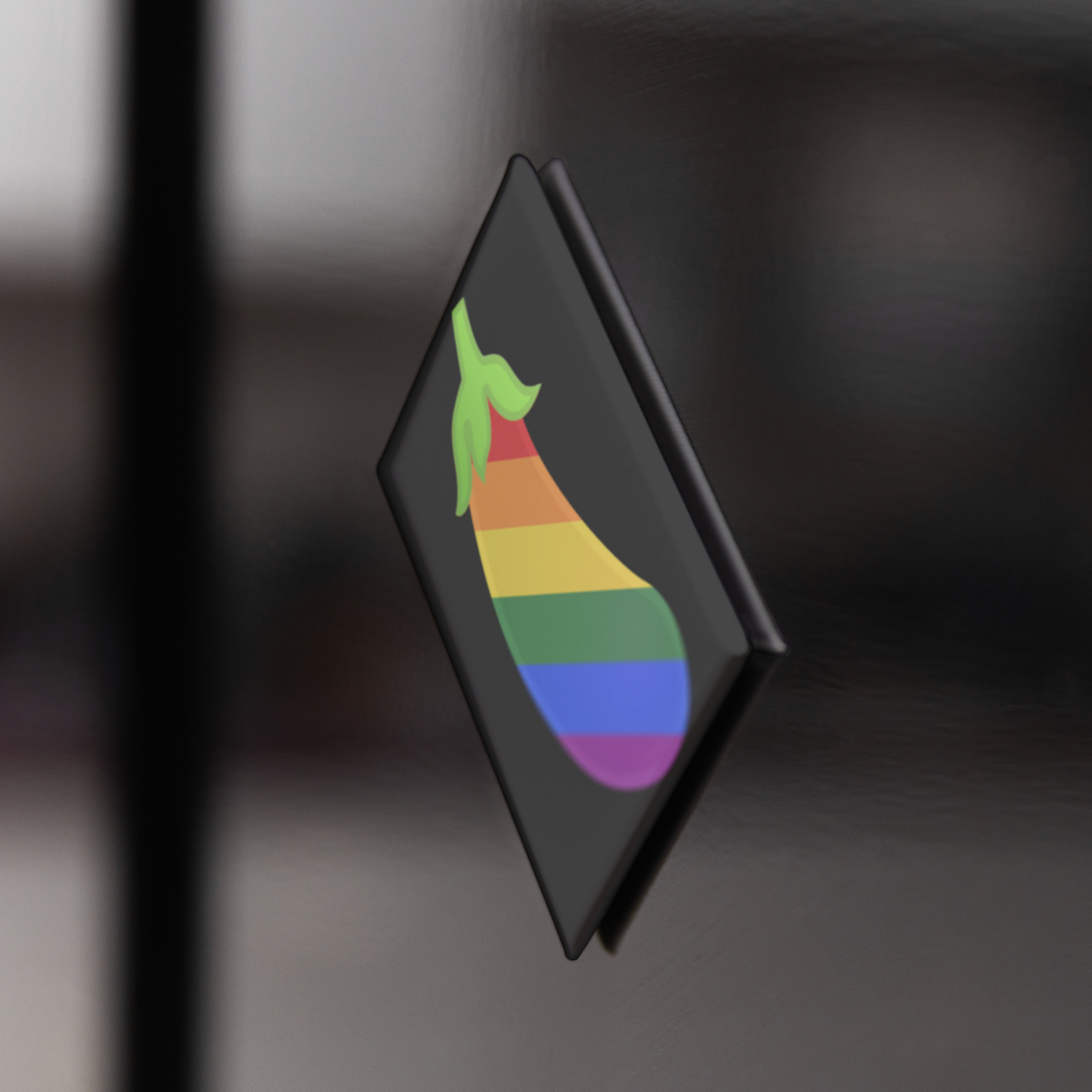 Rainbow_Eggplant_Magnet_RectangleButtonMagnet_H_BlackFridge_Mockup.png