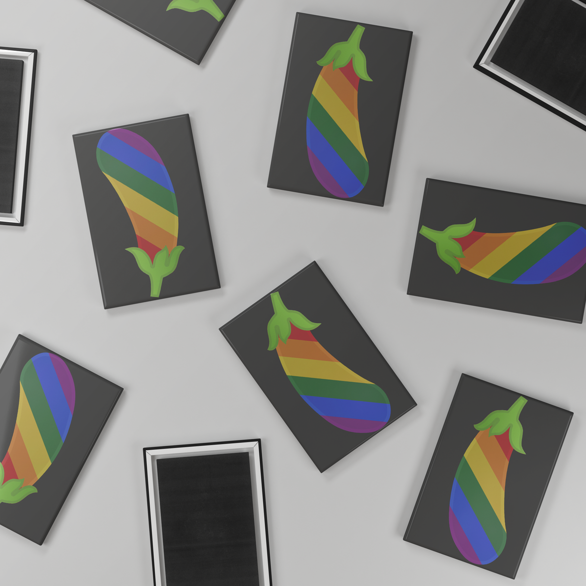 Rainbow_Eggplant_Magnet_RectangleButtonMagnet_H_Scatter_Mockup.png