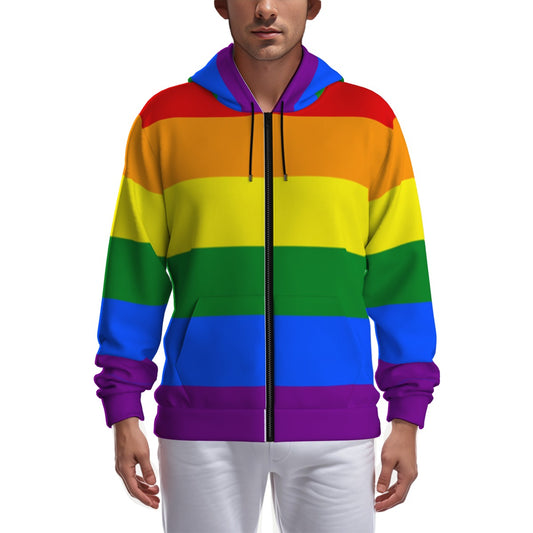 Zip-up Full Sleeve Hoodie (Classic Rainbow Design)