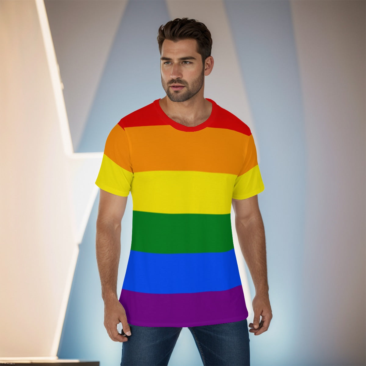 Athletic T-Shirt - Classic Rainbow Design