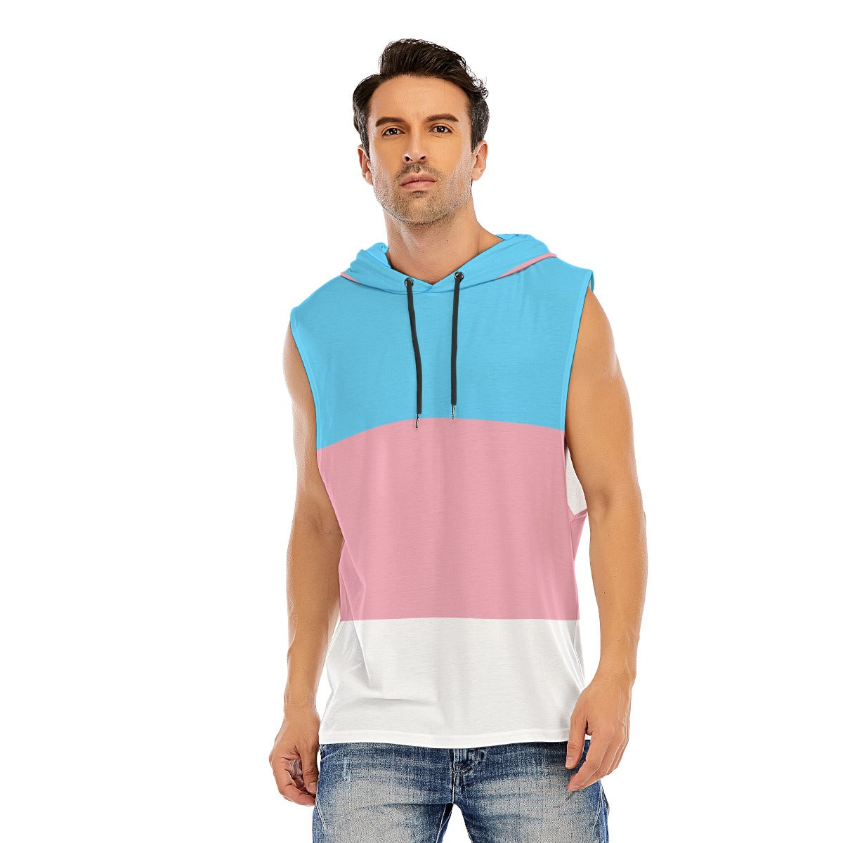 Hooded Sleeveless Muscle T (Trans Pride)