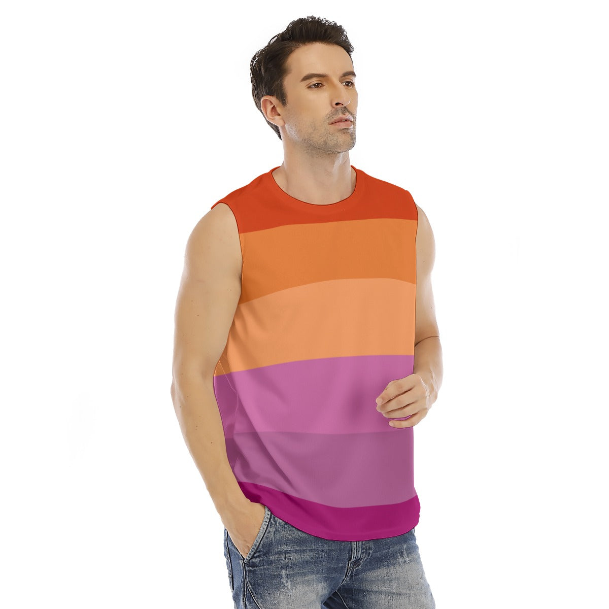 Sleeveless Muscle Tee - Lesbian Pride Design