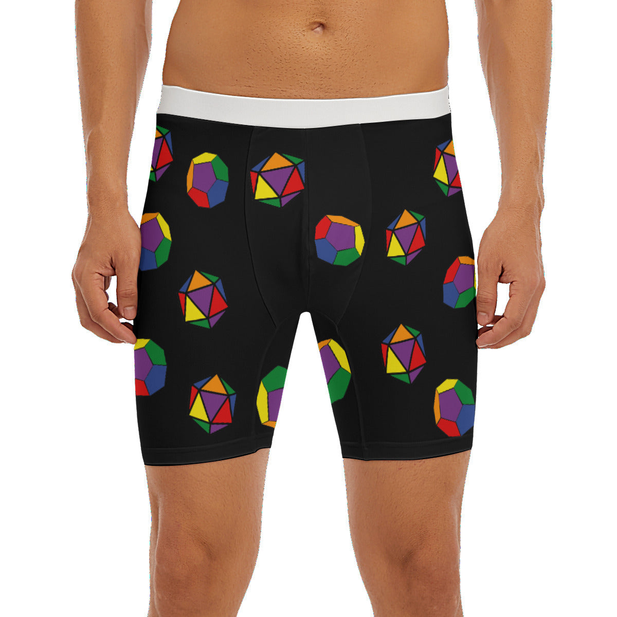Long Boxer Briefs - Pride Dice Design (Classic Rainbow)