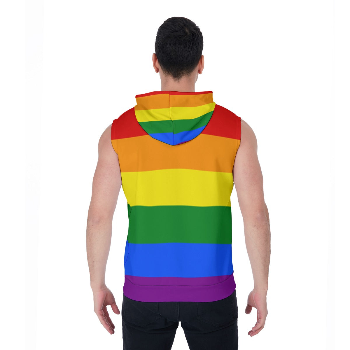 Zip-up Sleeveless Hoodie (Classic Rainbow Design)