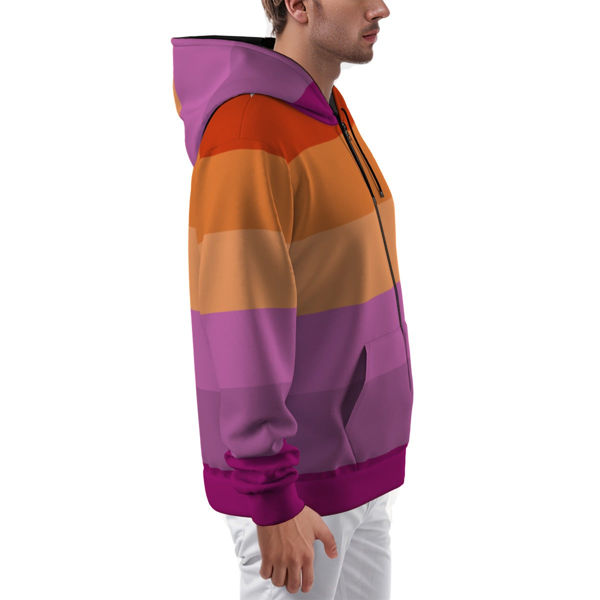 Zip-up Full Sleeve Hoodie (Lesbian Pride Design)