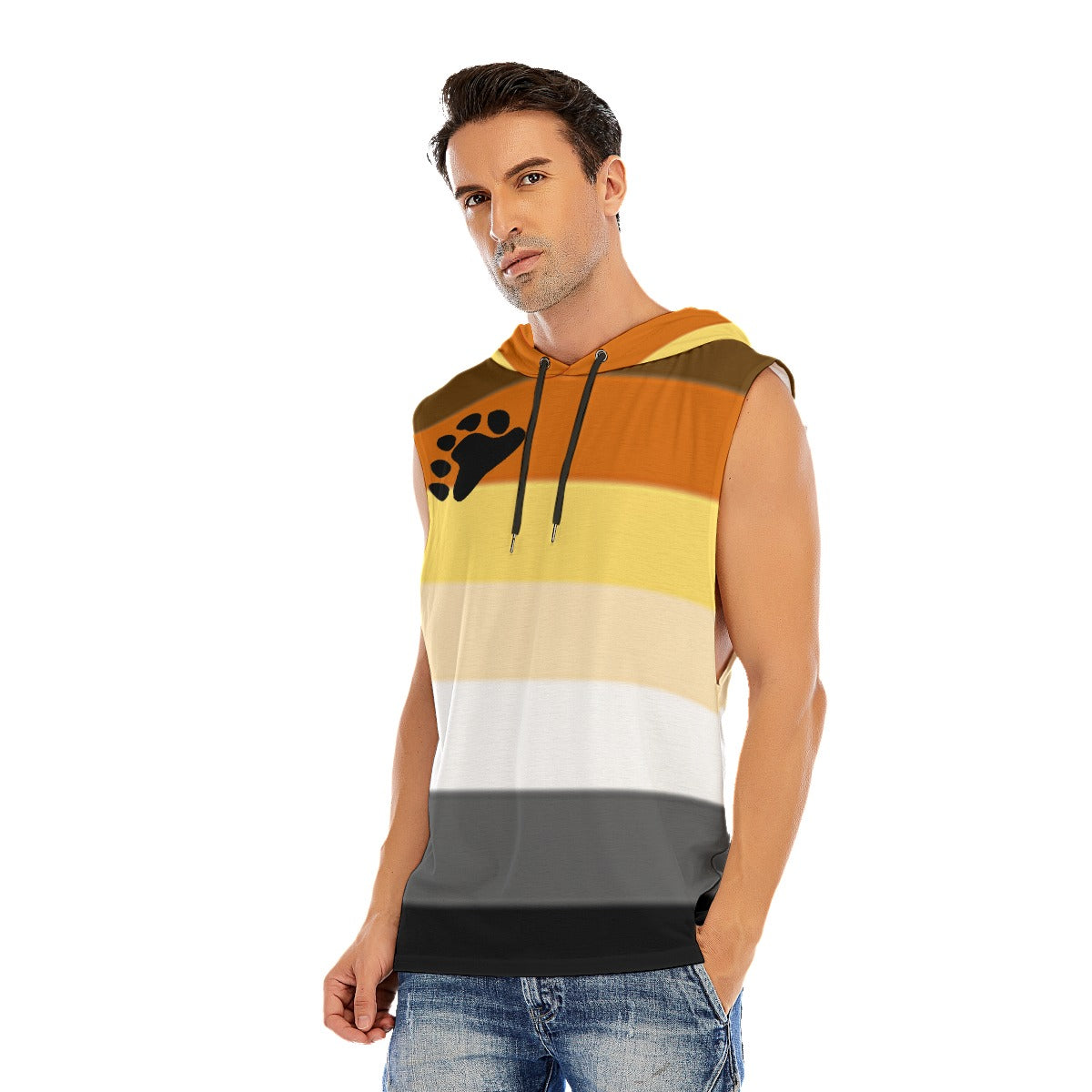 Hooded Sleeveless Muscle T (Bear Pride)