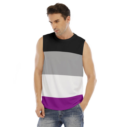 Sleeveless Muscle Tee - Ace/Asexual Pride Design