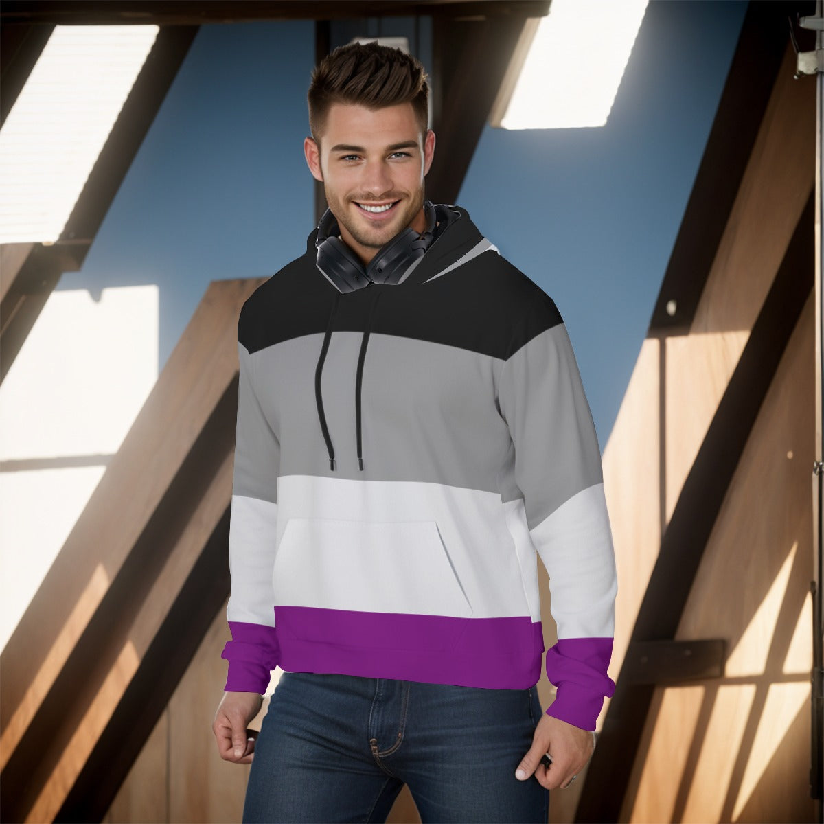 Pullover Hoodie - Ace/Asexual Pride Design