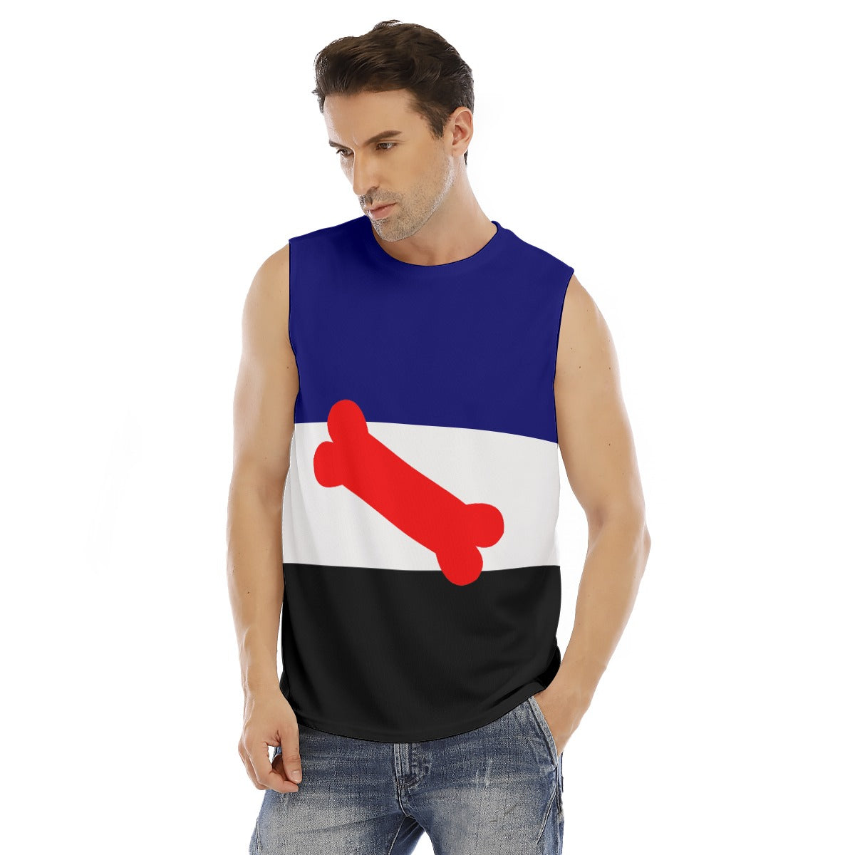 Sleeveless Muscle Tee - Pup Play Pride Design (Modified Flag)