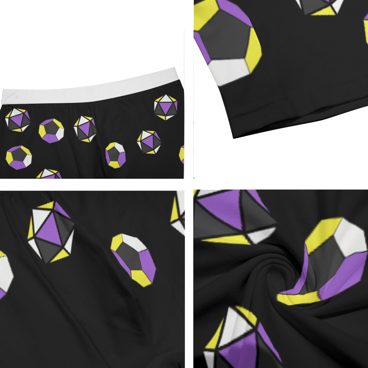 Long Boxer Briefs - Pride Dice Design (Nonbinary)