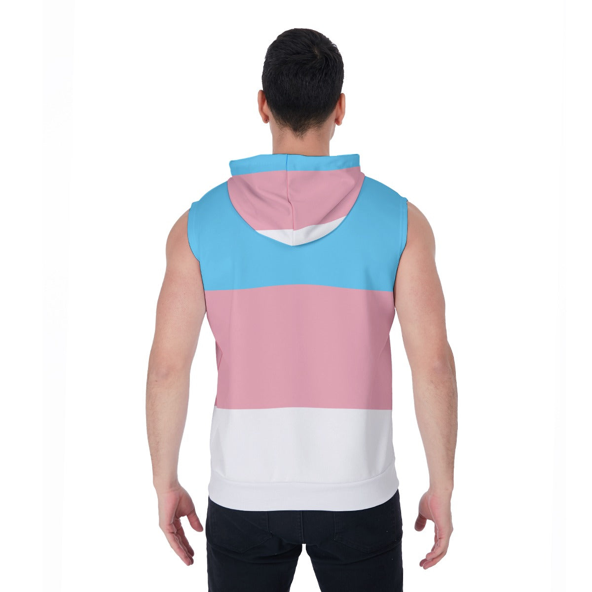 Zip-up Sleeveless Hoodie (Trans Pride Design)