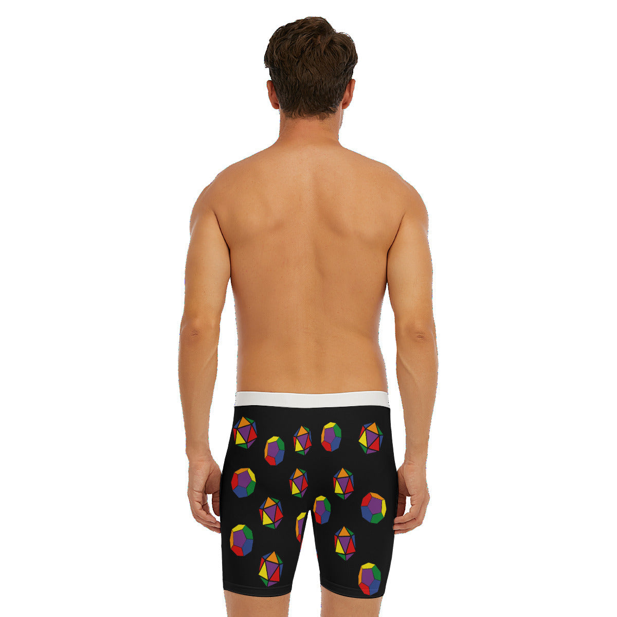 Long Boxer Briefs - Pride Dice Design (Classic Rainbow)
