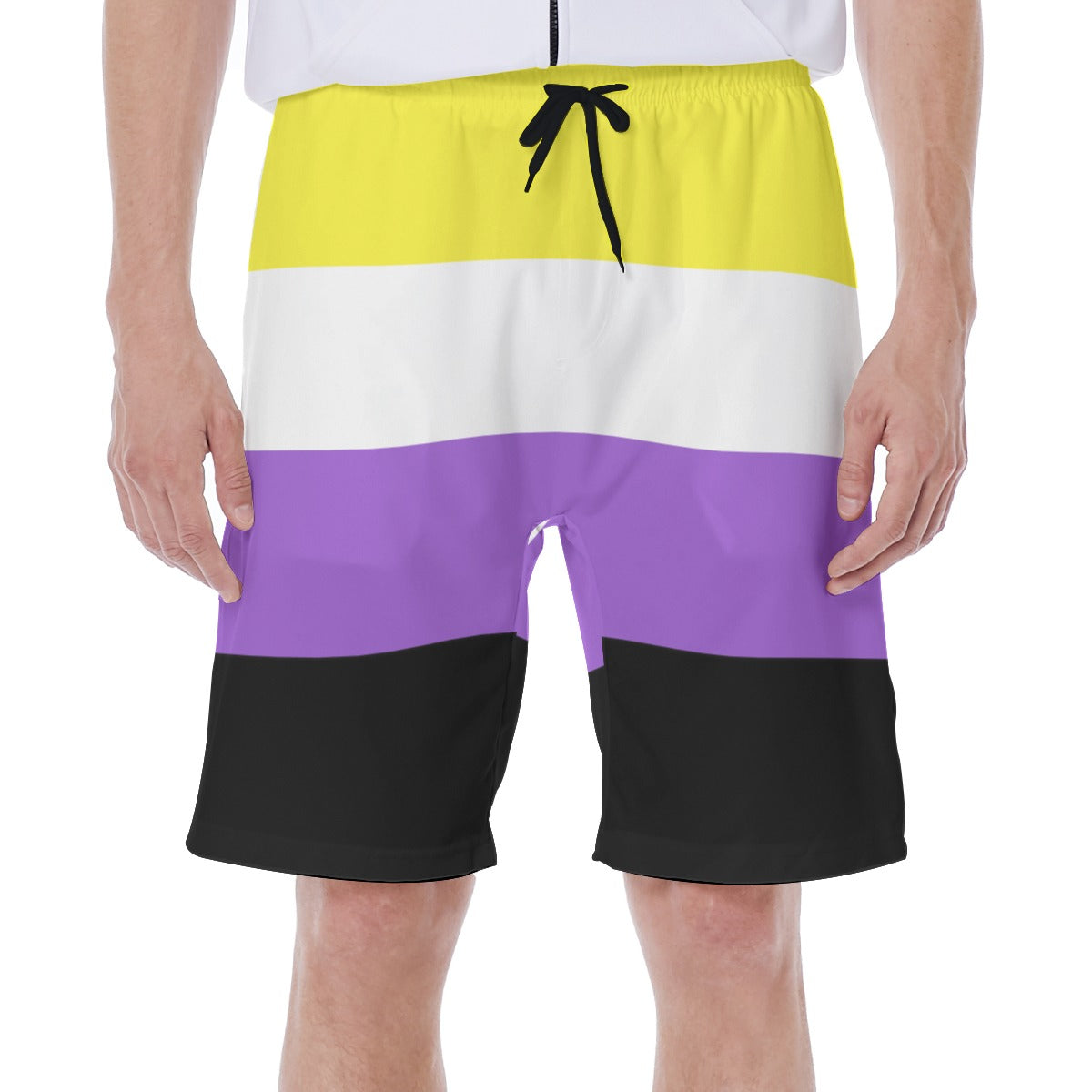 Mesh Lined Swim Trunks - Nonbinary Pride Print