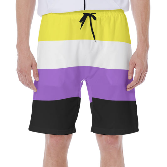 Mesh Lined Swim Trunks - Nonbinary Pride Print