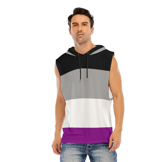 Hooded Sleeveless Muscle T (Ace/Asexual Pride)