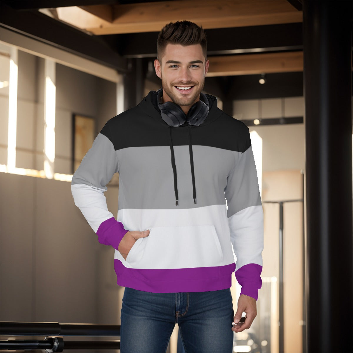 Pullover Hoodie - Ace/Asexual Pride Design