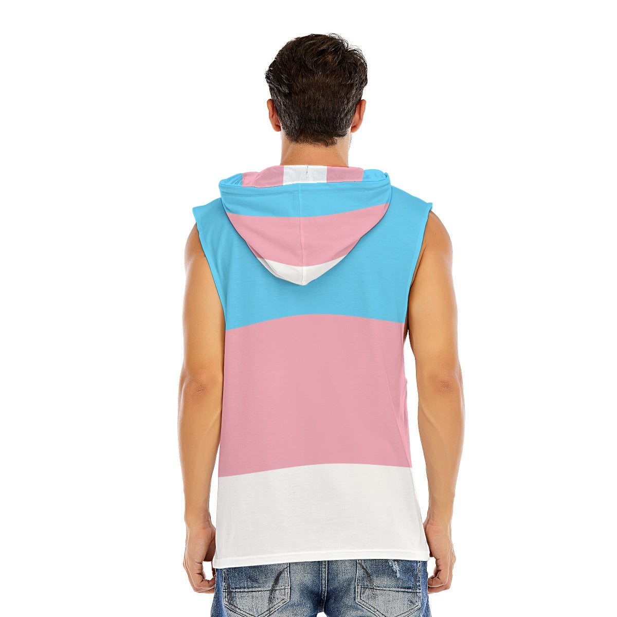 Hooded Sleeveless Muscle T (Trans Pride)