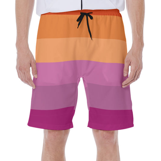 Mesh Lined Swim Trunks - Lesbian Pride Print