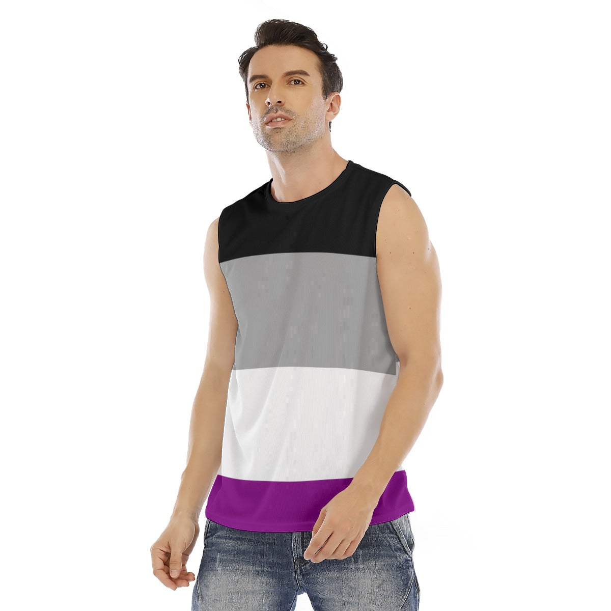 Sleeveless Muscle Tee - Ace/Asexual Pride Design