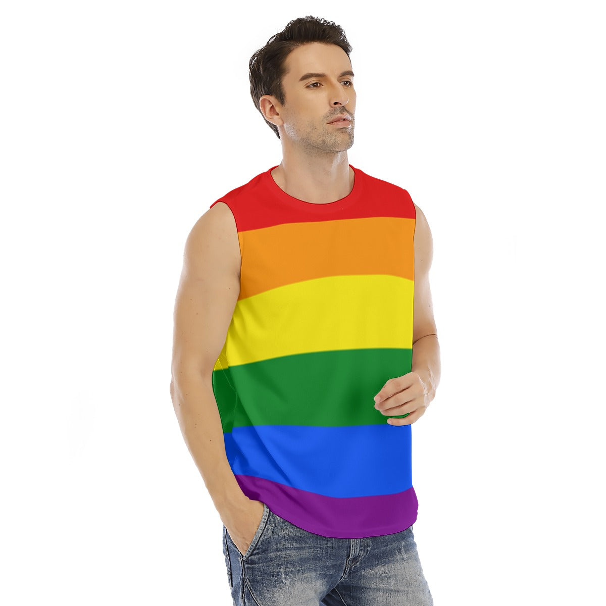 Sleeveless Muscle T - Classic Rainbow Design