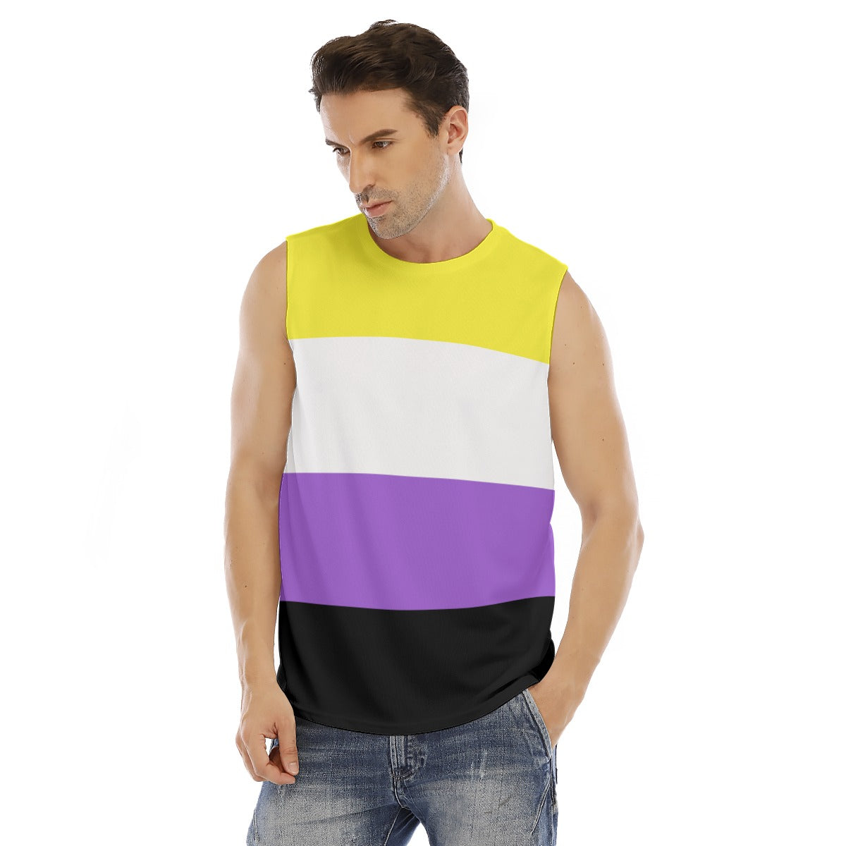 Sleeveless Muscle Tee - Nonbinary Pride Design