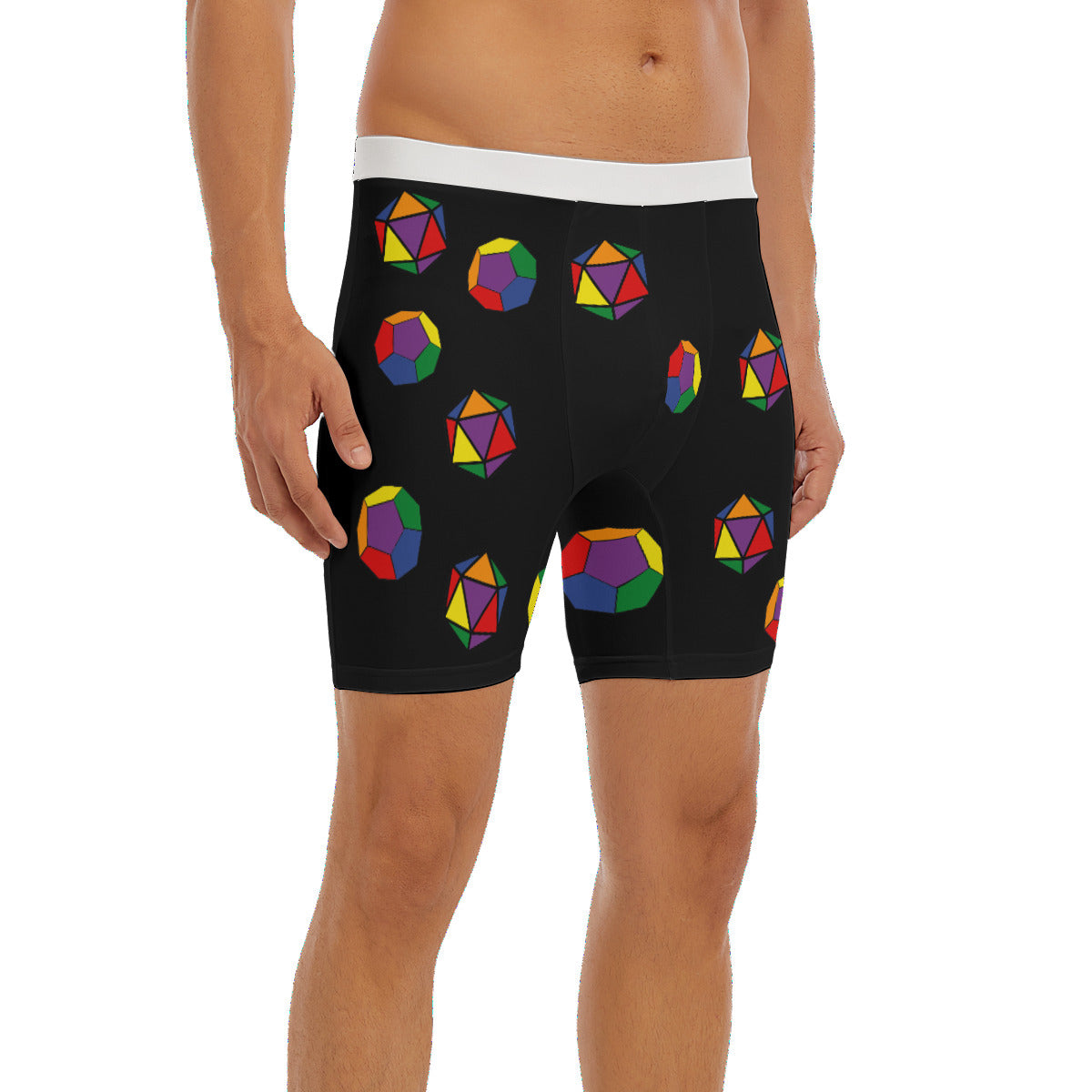 Long Boxer Briefs - Pride Dice Design (Classic Rainbow)