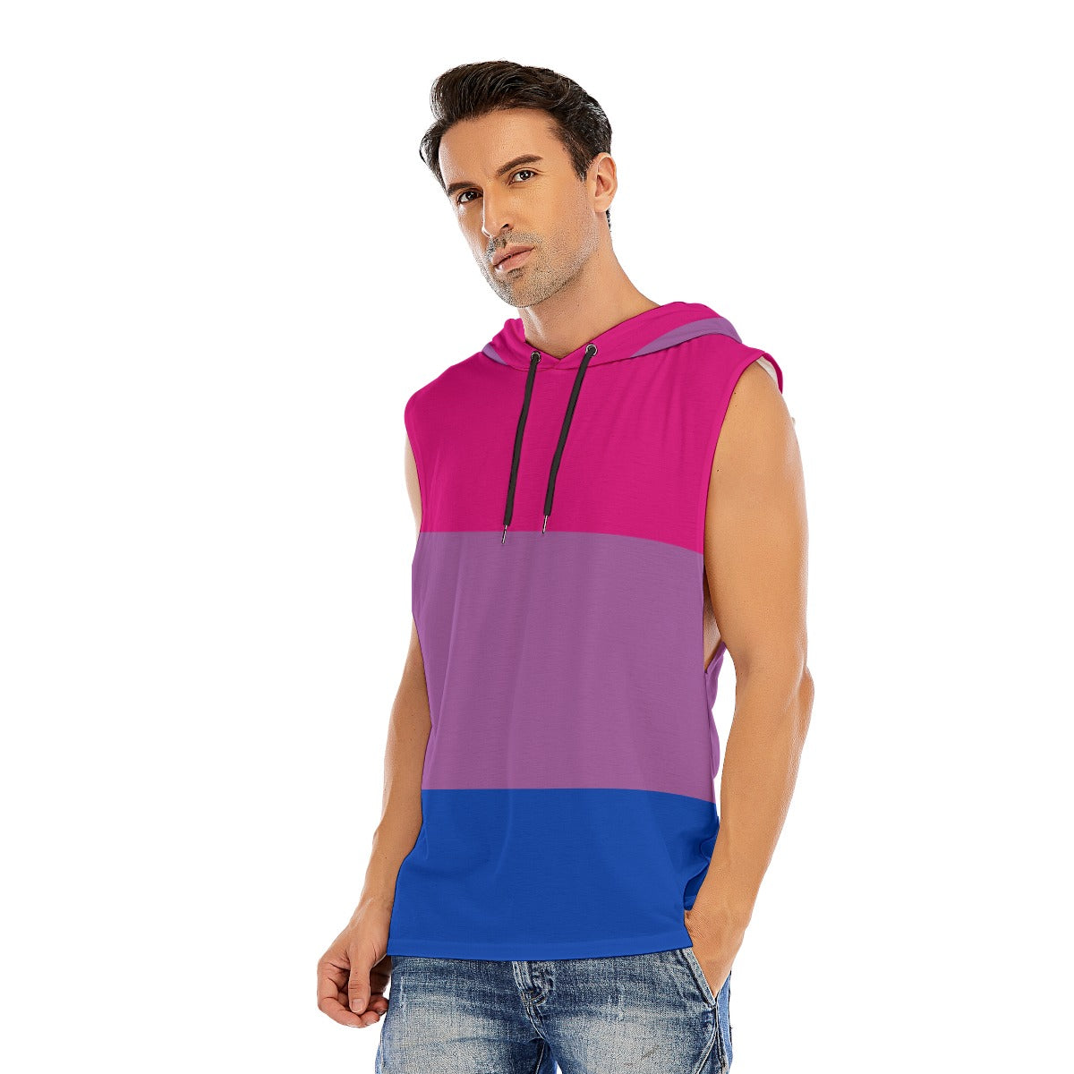 Hooded Sleeveless Muscle T (Bi Pride)