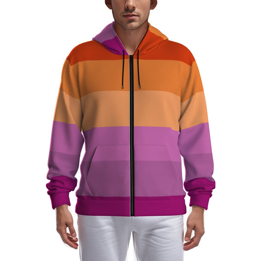 Zip-up Full Sleeve Hoodie (Lesbian Pride Design)