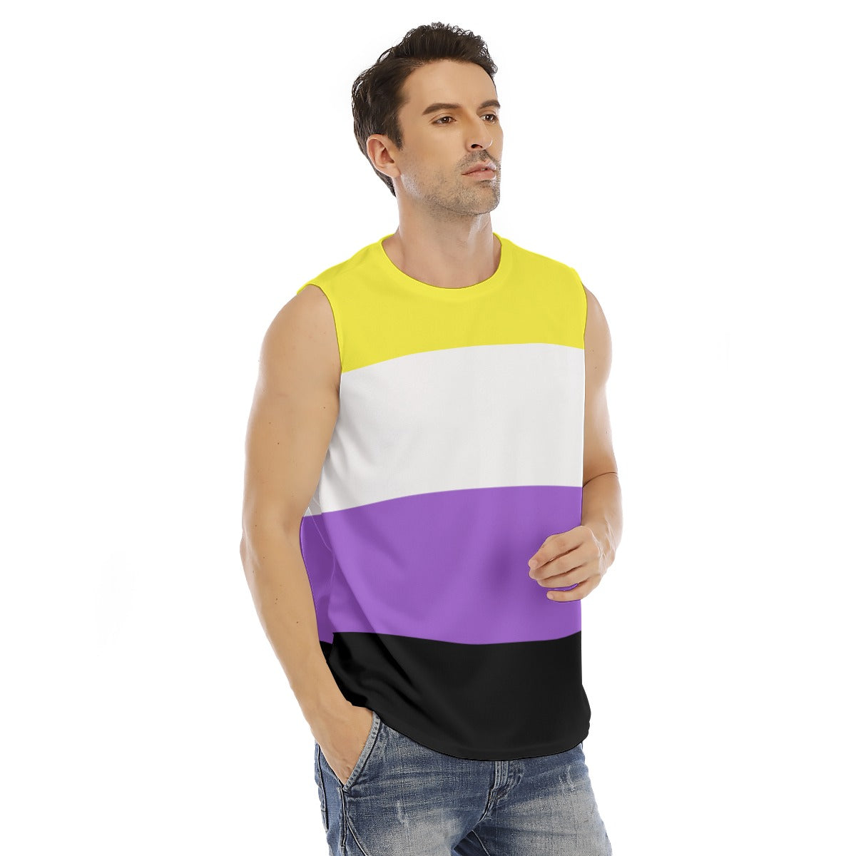 Sleeveless Muscle Tee - Nonbinary Pride Design