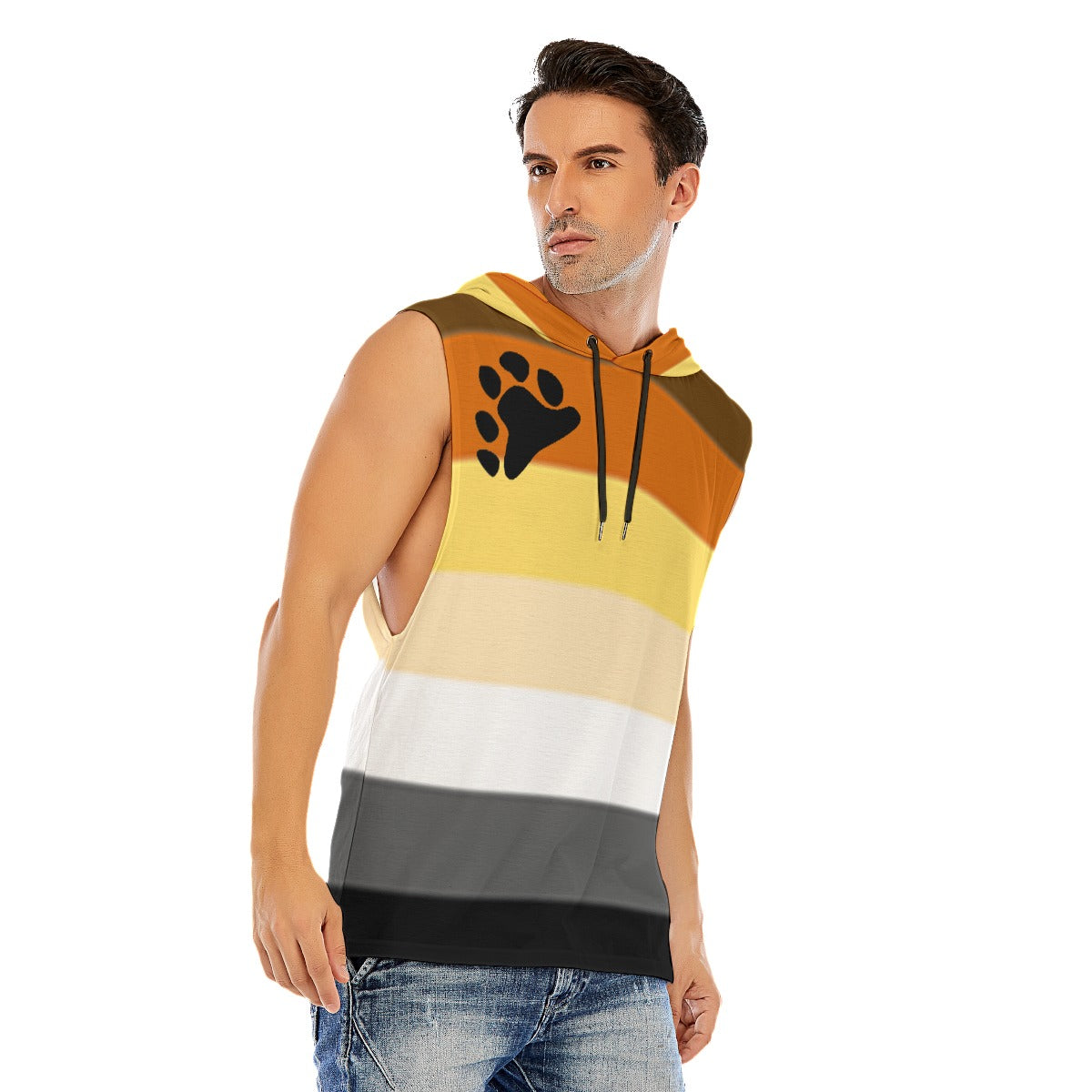 Hooded Sleeveless Muscle T (Bear Pride)