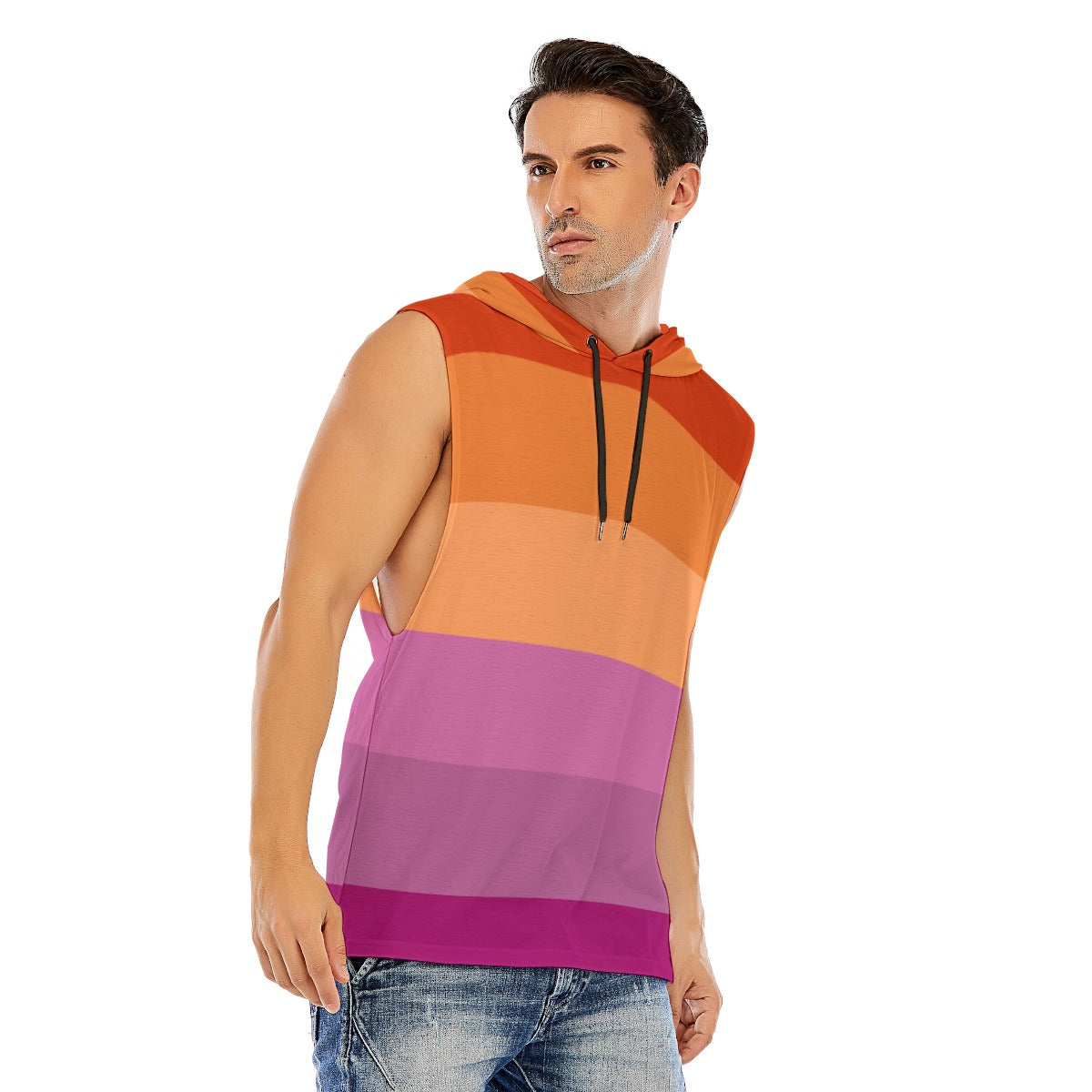 Hooded Sleeveless Muscle T (Lesbian Pride)