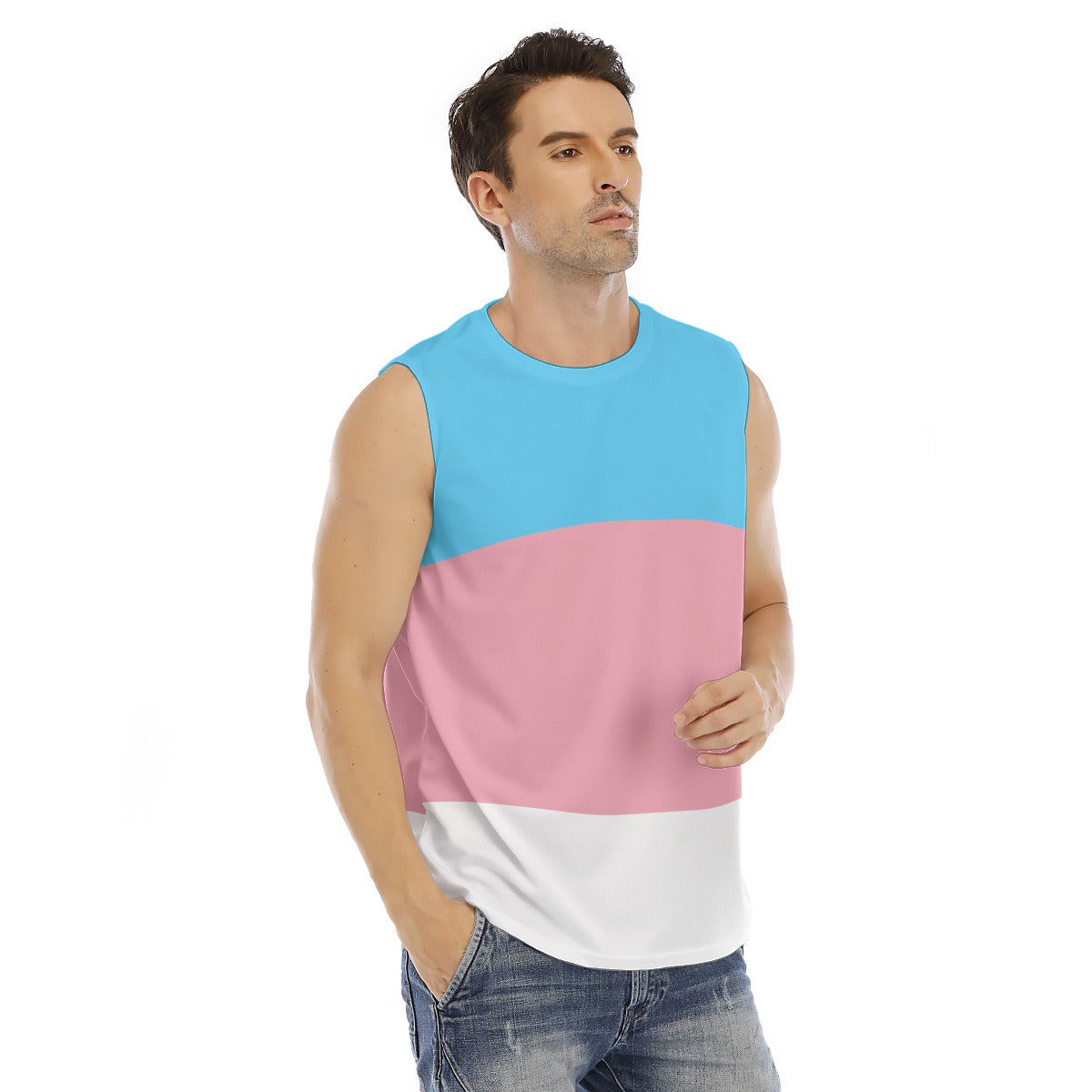 Sleeveless Muscle Tee - Trans Pride Design