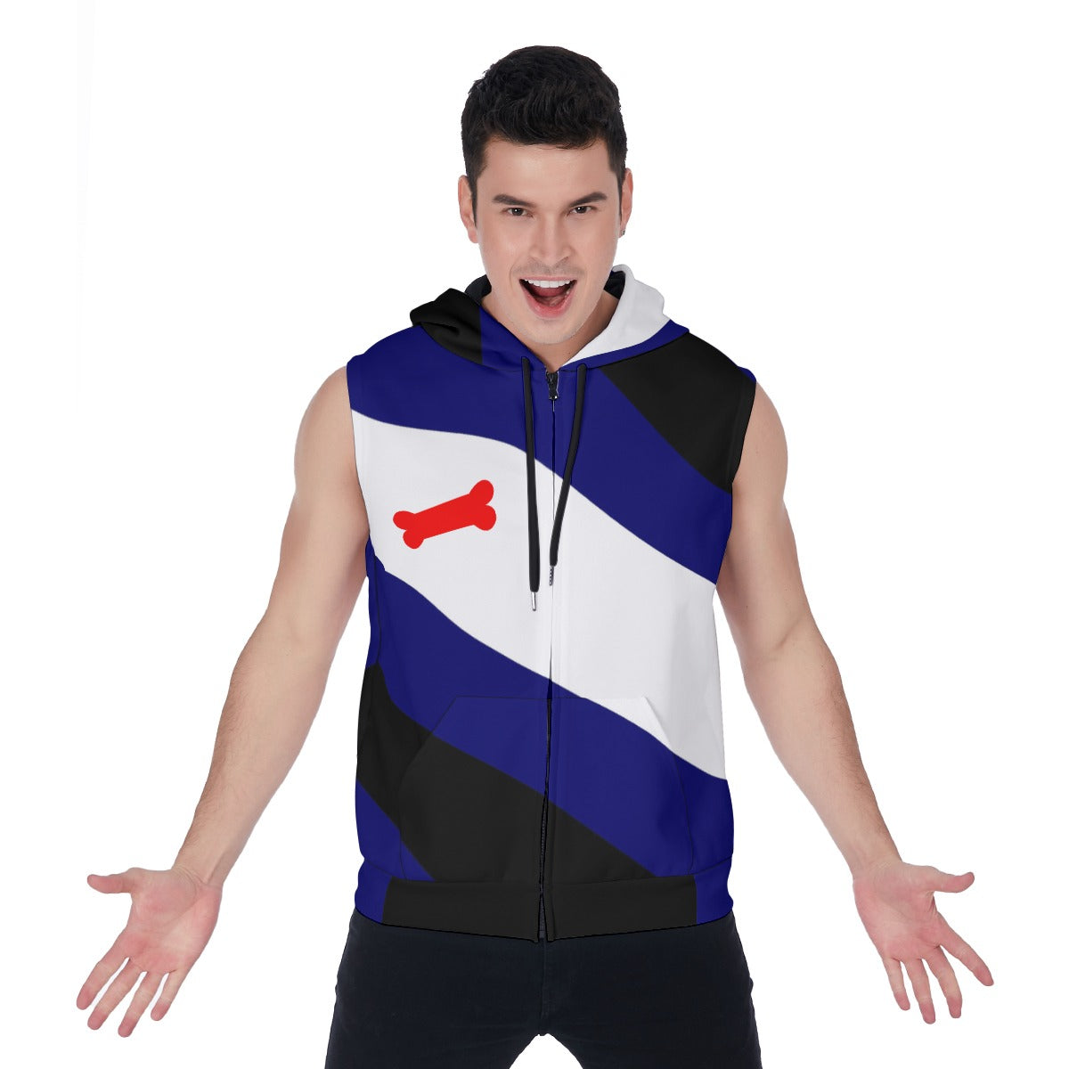 Zip-up Sleeveless Hoodie (Pup Play Pride Modified Design)
