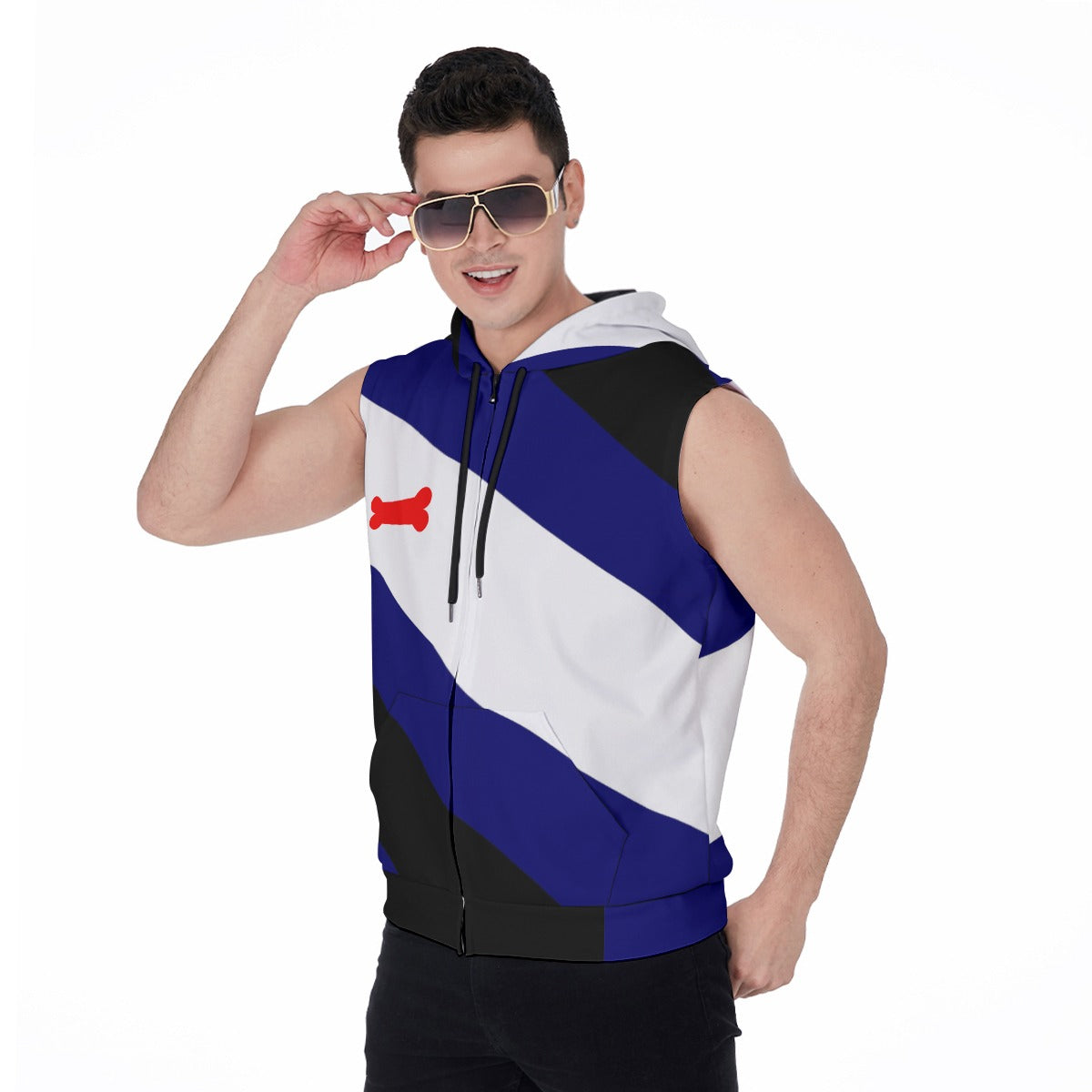 Zip-up Sleeveless Hoodie (Pup Play Pride Modified Design)