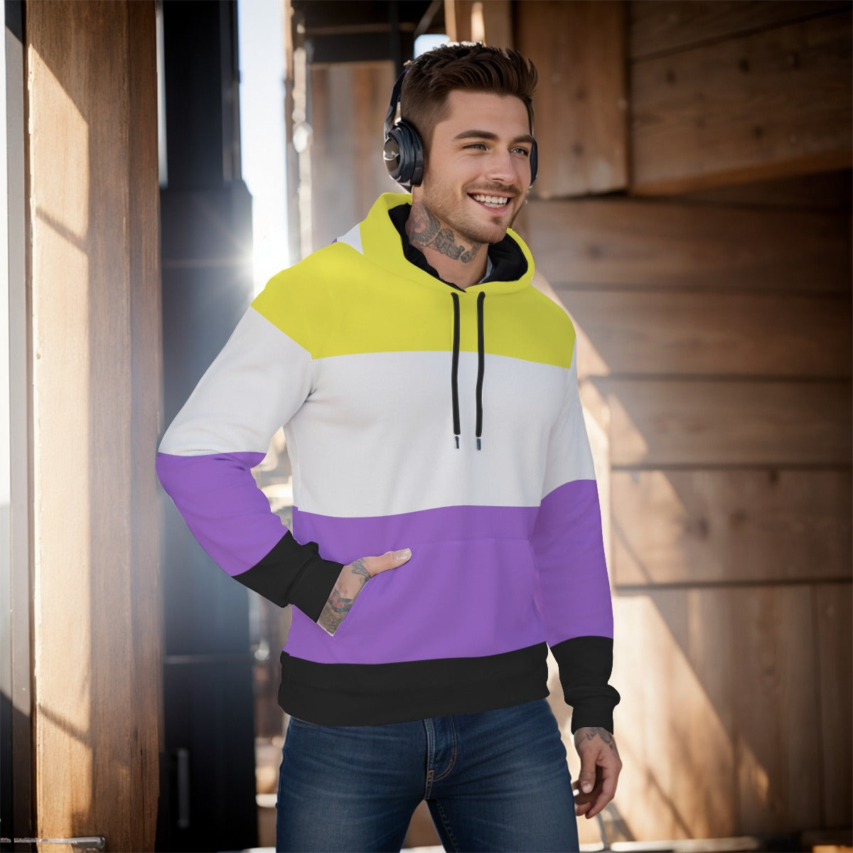 Pullover Hoodie - Nonbinary Pride Design