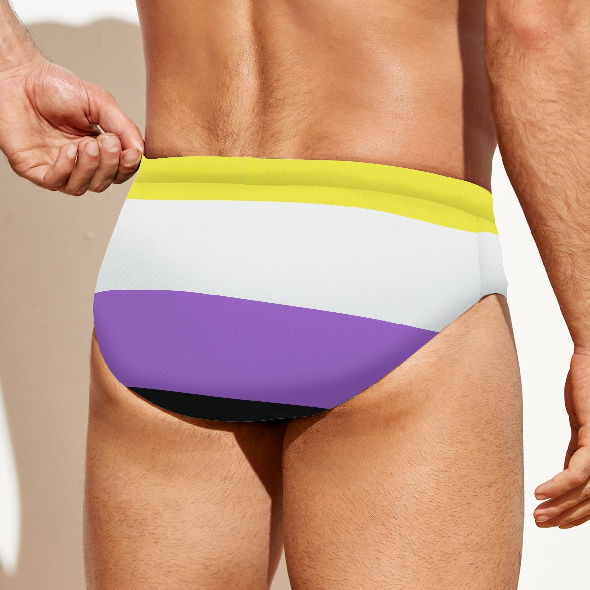 Drawstring Swim Briefs - Nonbinary Pride Design
