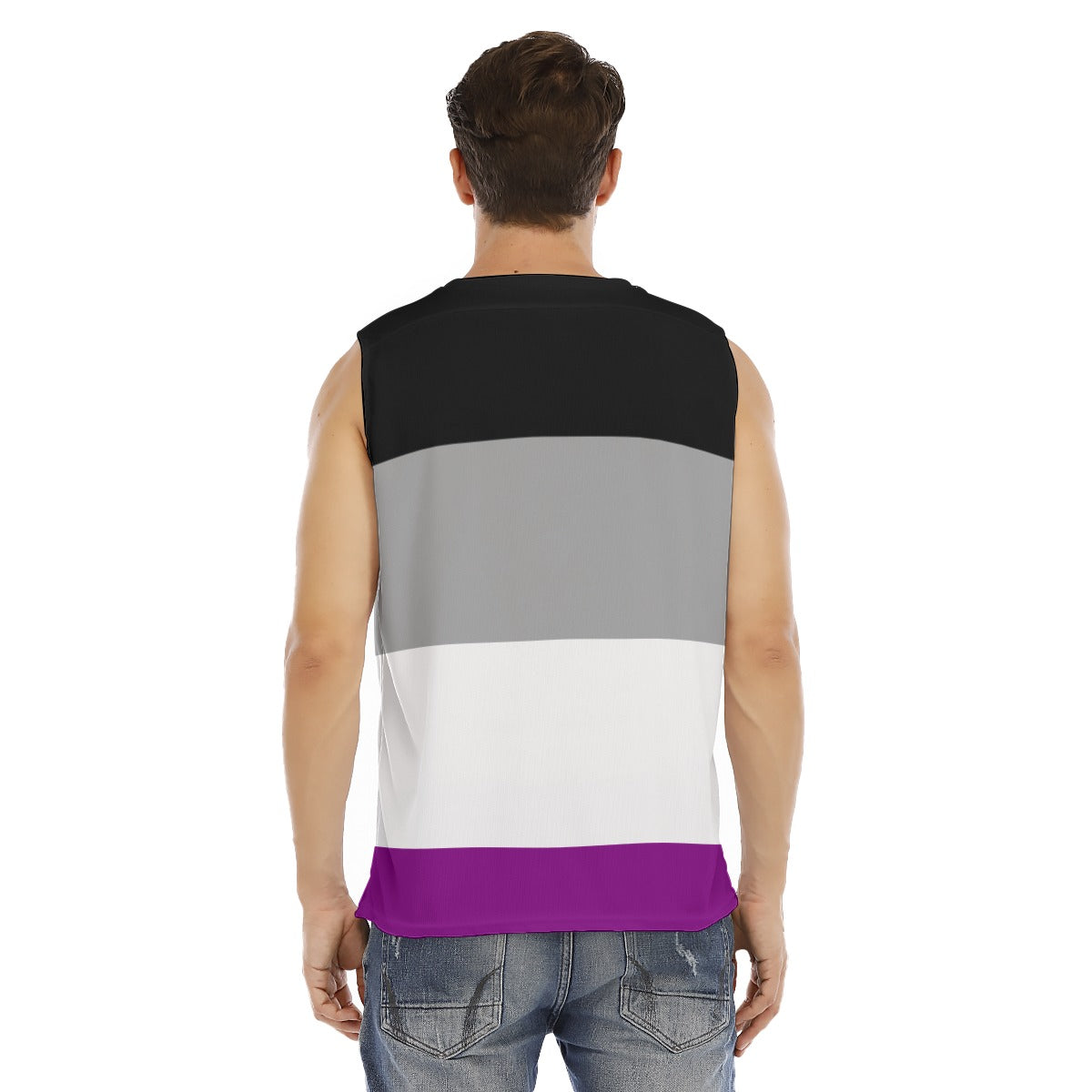 Sleeveless Muscle Tee - Ace/Asexual Pride Design