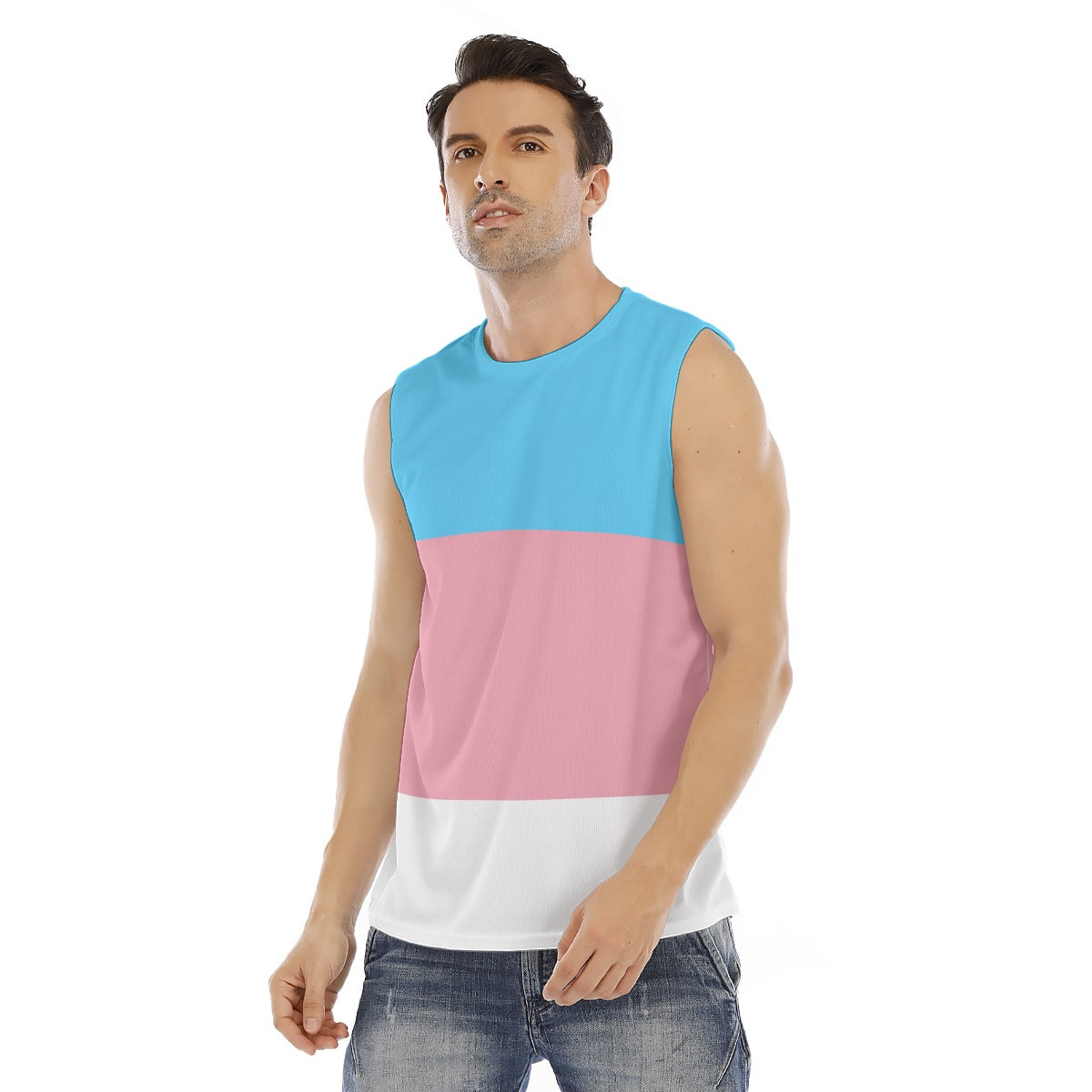Sleeveless Muscle Tee - Trans Pride Design