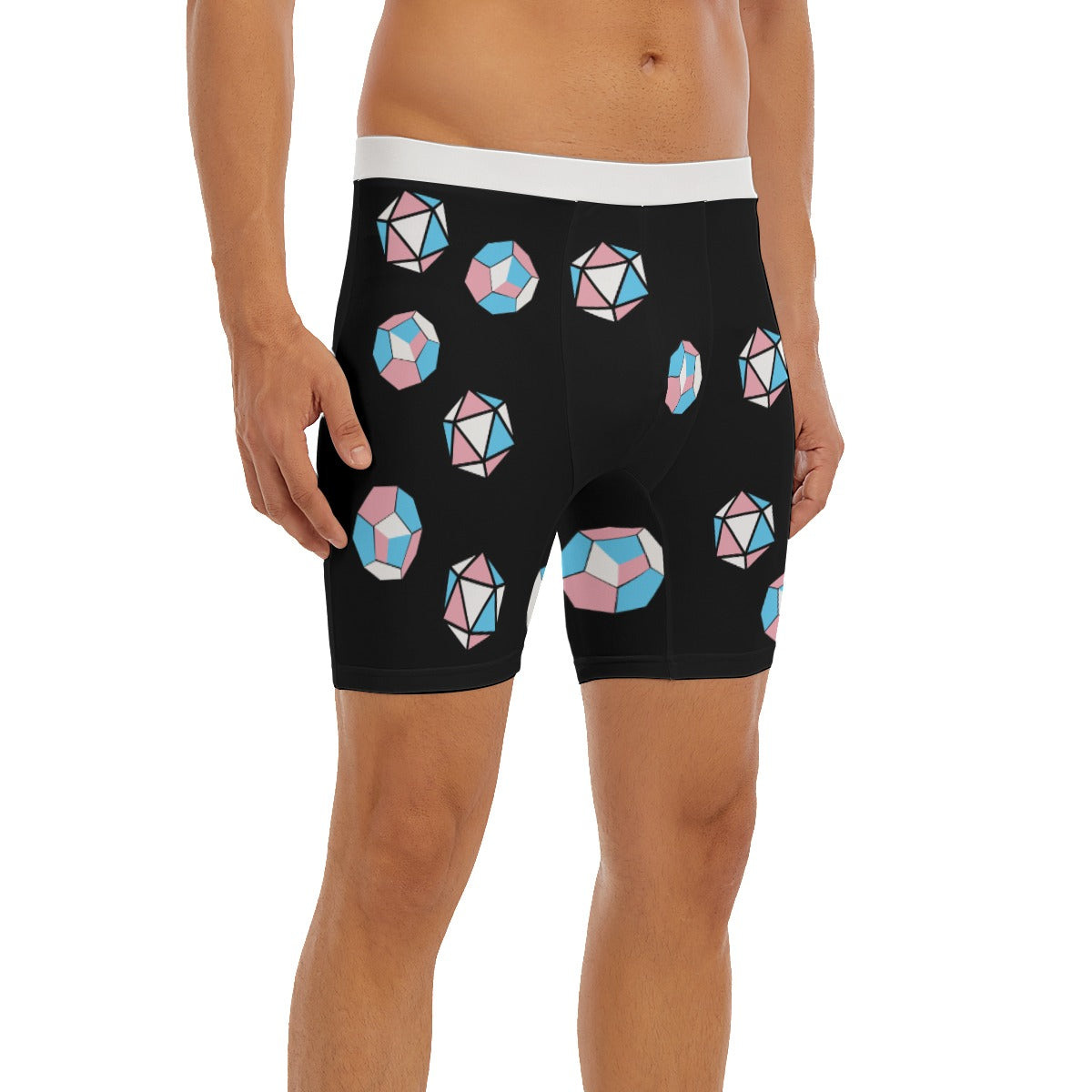 Long Boxer Briefs - Pride Dice Design (Trans)