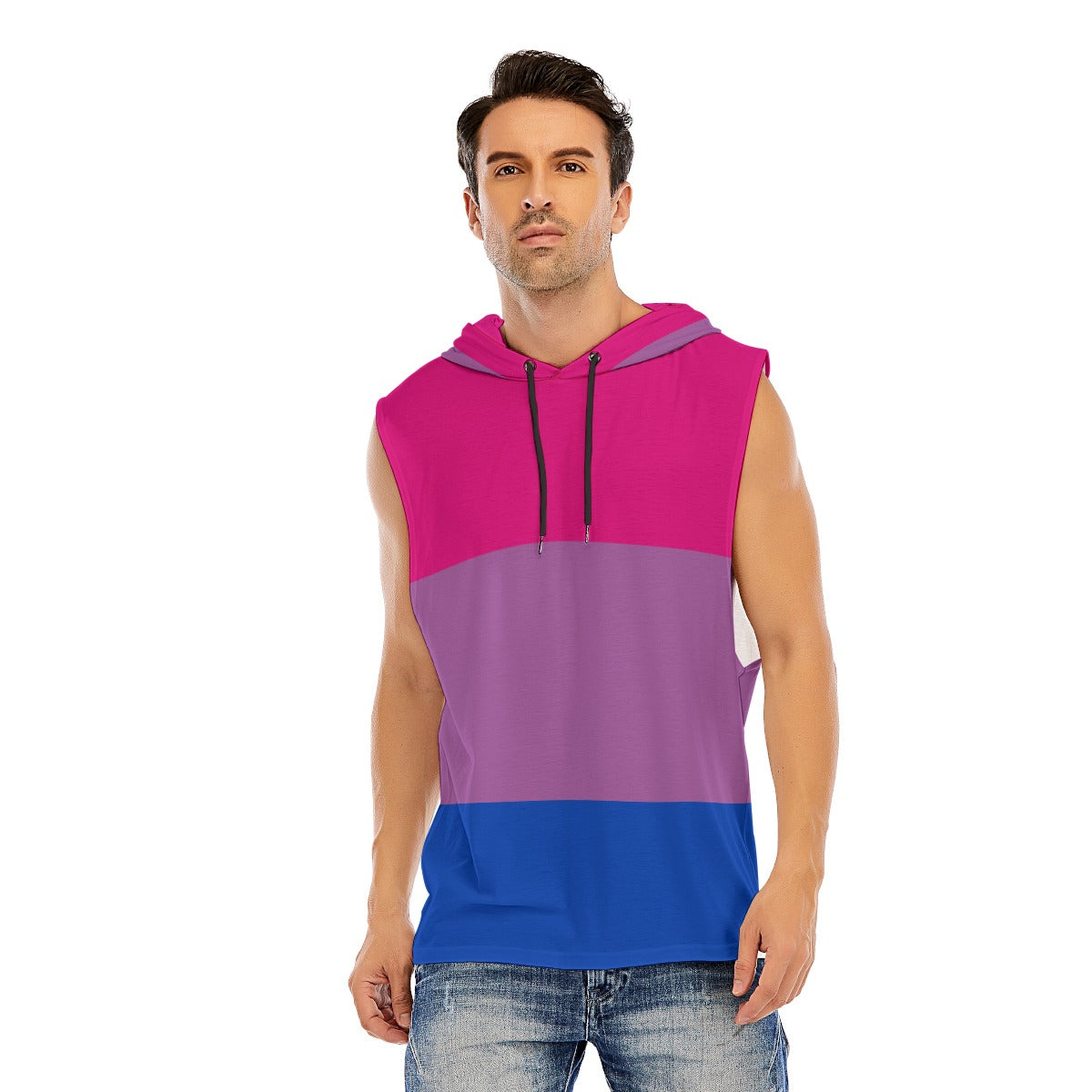 Hooded Sleeveless Muscle T (Bi Pride)