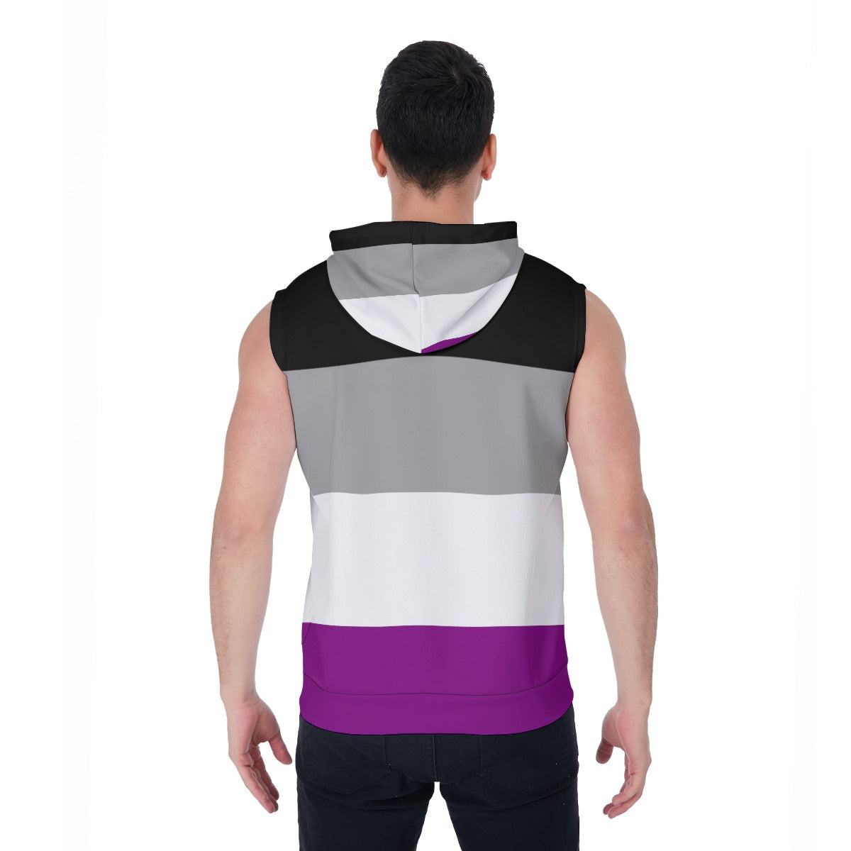 Zip-up Sleeveless Hoodie (Ace/Asexual Pride Design)