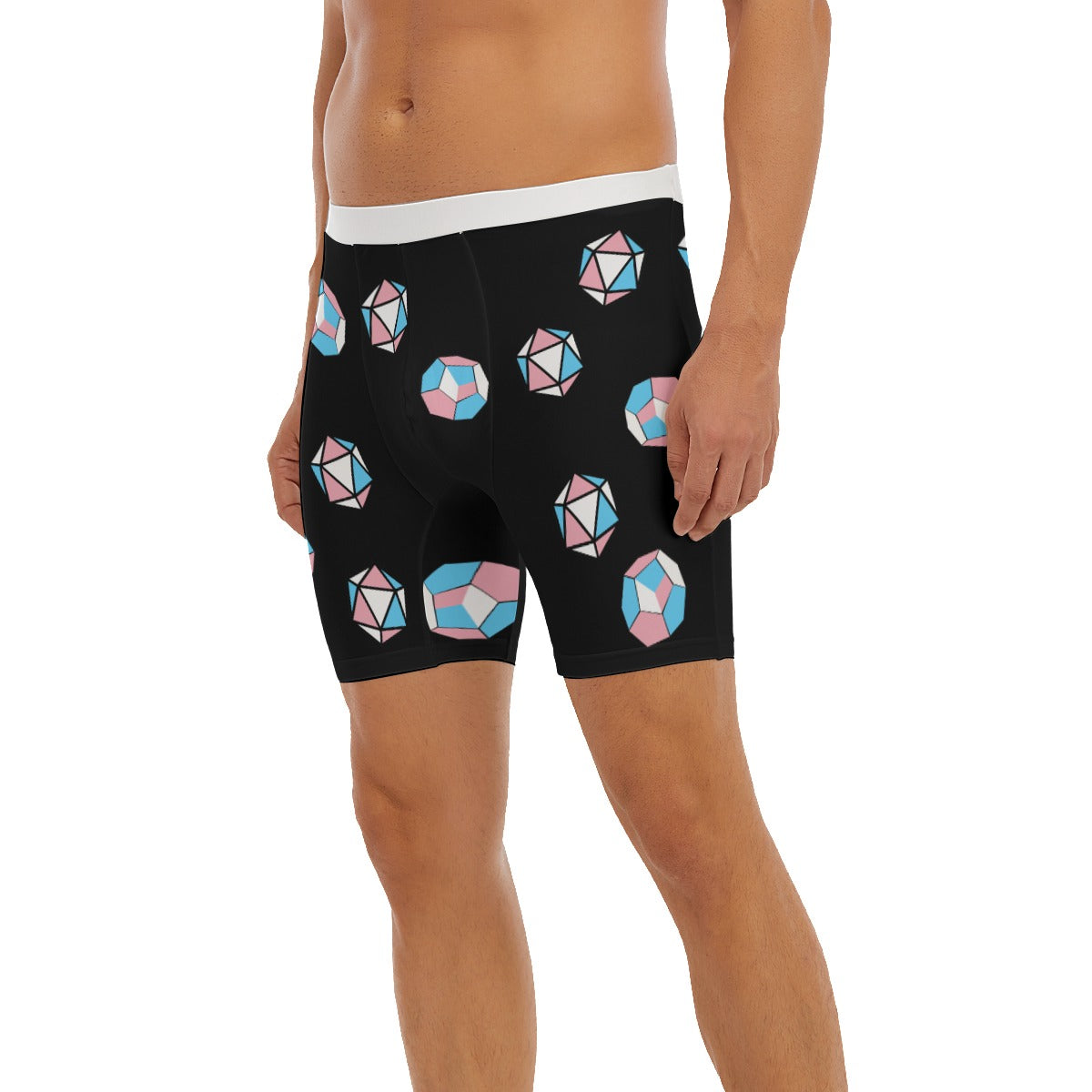 Long Boxer Briefs - Pride Dice Design (Trans)